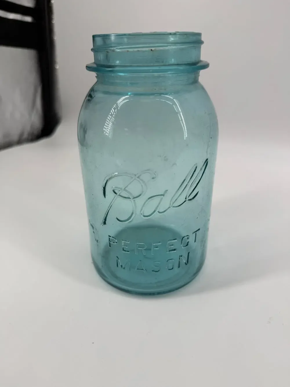 Vintage Blue Ball Perfect Mason Jar Aqua Glass Quart Canning Bottom Mark 0